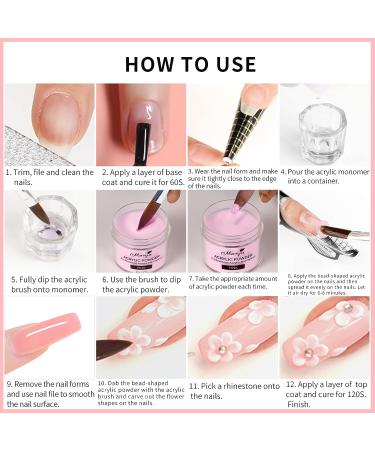 Monja Acrylic Powder Kit - Professional Nail System for Women - 4 Colors (Clear, Nude, Pink, White) - Long Lasting & No Need for Nail Lamp - 1oz x 4PCS - Buy Online on GoSupps.com
