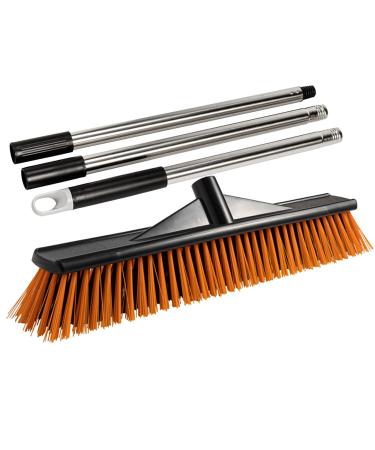 Floor Scrubbing Brush - Stiff Scrubber Brush - Portable Floor Scrub Brush Grout Brush Outdoor Sweeping Brush for Warehouses Garages Balconies Decks Swimming Pools 50cm