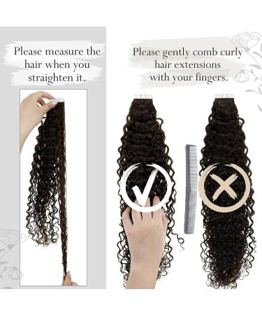 Curly Tape in Hair Extensions Off Black Human Hair Tape in Extensions 14 Inch Natural Wavy Tape Hair Extensions Real Hair 50g - Buy Online on GoSupps.com