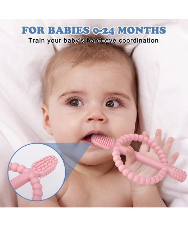 Buy BPA-Free Baby Biting Toys & Toothbrush Set - Soothing Silicone Teething Rings (Blue & Pink) for 3+ Months - Safe & Stimulating Gum Relief - Buy Online on GoSupps.com