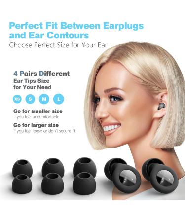 Buy Sleep Earplugs - 30dB Noise Cancelling Reusable Silicone for Sleeping Concerts Work & Travel - Anti-Snoring with 8 Ear Caps in XS S M L - Elegant Black - Buy Online on GoSupps.com