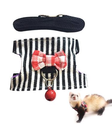 CHIPKART Small Pet Harness with Bowknot and Bell Decor No Pulling Comfort Vest Guinea Pig Harness and Leash Set for Ferret Rats Iguana Hamster(Black)