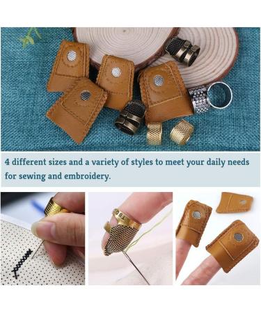 10 Pcs Metal Thimble Set with Leather Finger Protectors - Sewing & Stitching Finger Protection - Buy Online on GoSupps.com