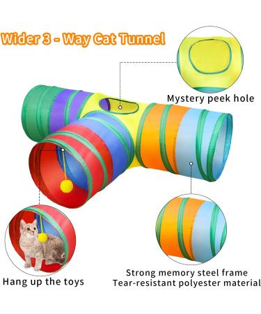 Malier Cat Toys Set Collapsible Tunnels, Interactive Feather Toy, Crinkle Balls, 3 Way Tube Indoor Cat & Kitten Play Set - Buy Online on GoSupps.com