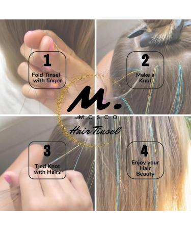 12 Colours of 47 Inches Hair Tinsel with 240 Strands each Tinsel with Tools Girls Shinning Glitter Colored Hair with Full Kit Tinsel Festival Hairs for women Colourful Fairy Tinsel Hair Extensions - Buy Online on GoSupps.com