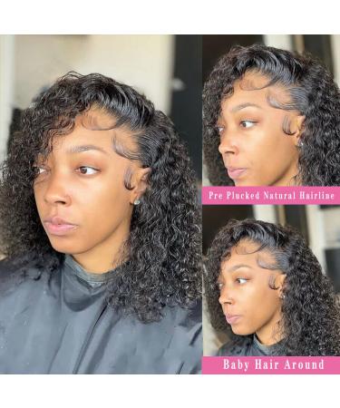 12 Inch Curly Bob Wig | Human Hair Lace Front Wig for Black Women | 180% Density | Pre-Plucked with Baby Hair | Natural Hairline - Buy Online on GoSupps.com