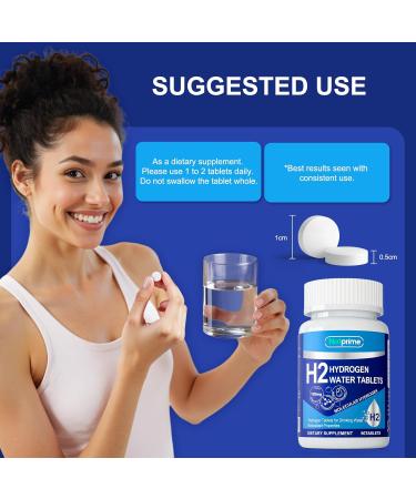 Natprime Hydrogen Water Tablets - H2 Molecular Hydrogen Tablets for Drinking Water with Magnesium 12 PPM Mineral Supplements for Mental Clarity Cognitive Function & Energy - 90 Counts - Buy Online on GoSupps.com