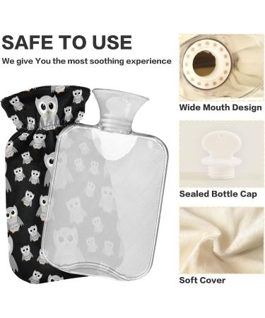 Hot Water Bottles with Cover - Grey Owls | 2L Pain Relief for Children & Adults - Warm Up Your Bed! - Buy Online on GoSupps.com