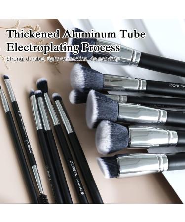 Zoreya Makeup Brush Set - Premium 15 Piece Kabuki Brush Set for Cosmetics - Cruelty-Free Synthetic Brushes for Foundation, Concealer, Blush, and Eye Shadows - Buy Online on GoSupps.com