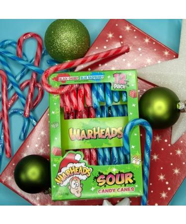 Spread Holiday Joy with Flix Candy Warheads Sour Candy Canes - Tangy Black Cherry & Blue Raspberry Flavors - Gluten & Peanut-Free Treats Perfect for Stockings & Festive Delights! 144G - Buy Online on GoSupps.com