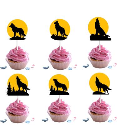 18pcs Wolf Cupcake Toppers for Kids Adult Wolf Birthday Party Decorations Night of the Wolf Party Favors Supplies Werewolf Animal Howl Wolf Cake Decorations - Buy Online on GoSupps.com