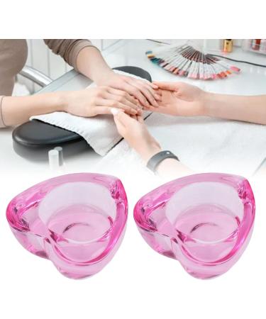 Pink Heart Shaped Glass Nail Tool 2 Pcs Nail Crystal Mug with High Transparency Thickened Dappen Dish Multipurpose Bowl for Nail Art Use - Buy Online on GoSupps.com