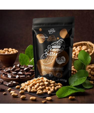 Nustino Chocolate - Peanut Butter Powder 400g | Degreased Peanut Butter | Healthy Snack | Peanut Cream Powder | Peanuts Chocolate | 0.4kg - Buy Online on GoSupps.com