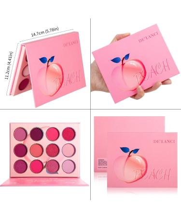 DE'LANCI Pink Purple Eyeshadow Palette Makeup 12 Colors Pigmented Matte Shimmer Cute Eye Shadow Tone Small Bright Peach Red Violet Eyeshadow Pallet Long Lasting Shades For Girl Women Summer Travel - Buy Online on GoSupps.com
