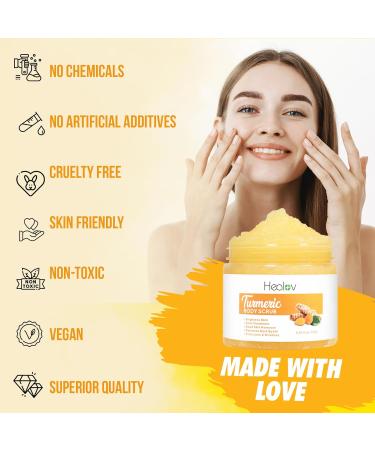 Turmeric Body Scrub - All-Natural Skin Brightening Exfoliator for Face & Body - Boost Circulation & Improve Discoloration - Buy Online on GoSupps.com