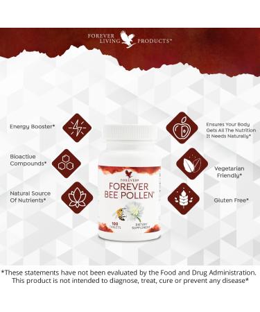Forever Bee Pollen Tablets - 100 Count - Pack of 2 Bottles - Buy Online on GoSupps.com