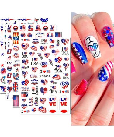 8 Sheets 3D Independence Day Nail Art Stickers - Patriotic USA Design for 4th of July, Memorial Day - DIY Nail Decor - Buy Online on GoSupps.com