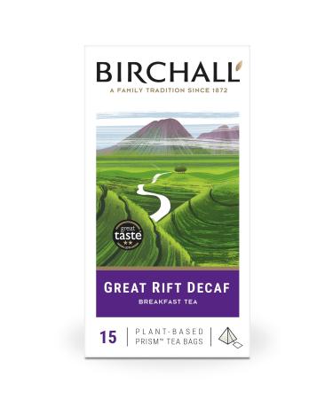 Birchall Great Rift Decaf Blend Tea Bags English Breakfast Tea Bursting with Full Flavour Perfect Vegan Gifts 15 Plant-Based Prism Tea Bags 15 Count (Pack of 1)