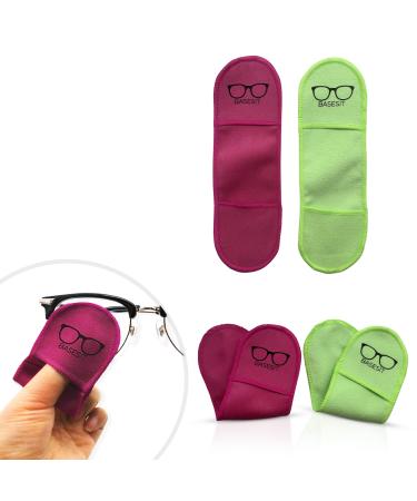 Eyeglass Cleaner Cloth 4 Pack Eye Glasses Cleaner Wipes Lens Cleaner Anti-Scratch Screen Cleaning Cloth Eyeglass Cleaning Cloth Lens Cloth Eye Glasses Cleaner Cloth (Rose/Green) Rose / Green