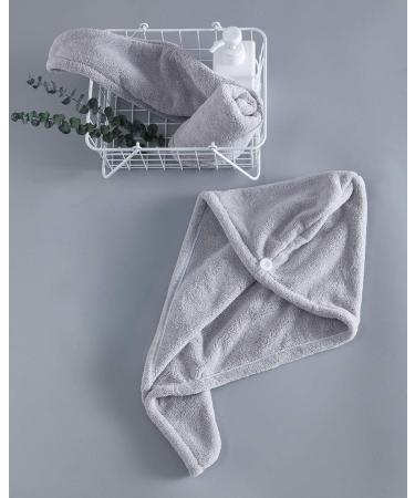 Buy Lumimi Microfiber Hair Turban Set - 2 Extra Absorbent Quick-Drying Towels in Pink & Grey - Buy Online on GoSupps.com
