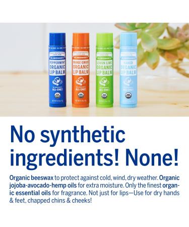 Dr Bronner's Baby Mild Lip Balm Made with Organic Oils and No Synthetic Ingredients Used for Lips Dry Hands Cuticles and Chapped Cheeks Certified Fair Trade 4g Bar Baby Mild 4g - Buy Online on GoSupps.com