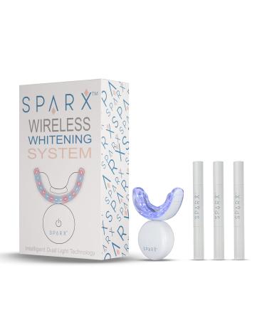 Sparx Teeth Whitening Kit with LED Light for Sensitive Teeth  Fast Teeth Whitener Helps Remove Surface Stains  Whiten Smile for Long Lasting Results  Includes 3 Gel Syringes  1 Dual LED Mouthpiece
