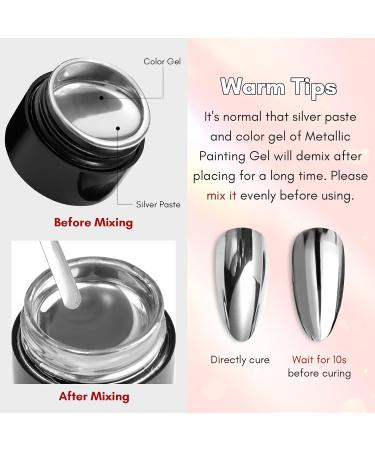Makartt Nail Rhinestone Glue Gel Chrome Gel Nail Polish Kit Super Strong Gel Nail Glue with Silver Metallic Painting Gel for Nail Decorations 3D Nail Manicure Silver-8ml Mirror Gel+30g Nail Rhinestone Glue - Buy Online on GoSupps.com