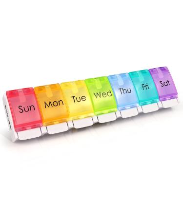 Weekly Pill Organiser BPA Free 7 Day Travel Pill Box Case with Large Compartments and A Unique Spring Assisted Open Design to Hold Tablets Vitamins Medication Cod Liver Oil and Other Supplements