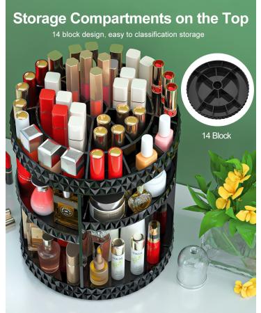 360 Rotating Black Makeup Organizer | 7 Layers Large Capacity Cosmetic Storage | Acrylic Organizers for Brushes, Lipsticks | Bathroom Vanity - Buy Online on GoSupps.com