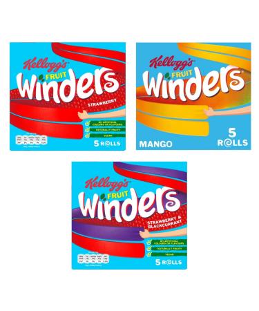 Kellogg's Fruit Winders Containing 5 x Strawberry 5 x Strawberry & Blackcurrant 5 x Mango