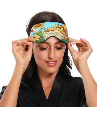 Haskirky Light Blocking Eye Mask | Adjustable for Men and Women | Ideal for Travel, Yoga, Meditation | Comfortable Smooth Design | Sunflower Gnome Print - Buy Online on GoSupps.com