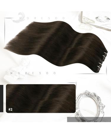 Moresoo Clip in Hair Extensions Real Human Hair Extensions Clip in Double Weft Darkest Brown Clip in Extensions Remy Hair 14 Inch 5 Pieces/70g #2 35 cm #2 - Buy Online on GoSupps.com