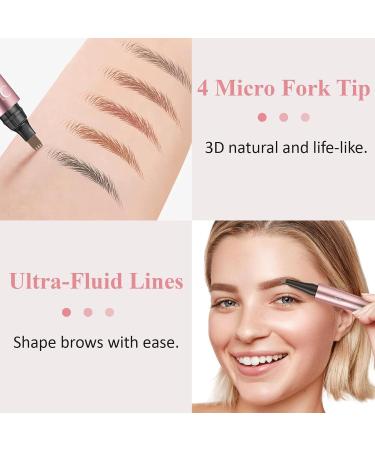  Meiruier 3D Magic Eyebrow Pencil 2 in 1 Water Resistant Eyebrow Pencil with 4 Fork Tip Applicators Can Be Easily Used for Natural Eyebrows (Dark Brown) - Buy Online on GoSupps.com