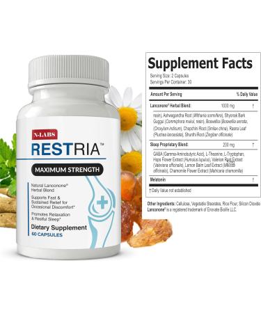 Restria Joint Support & Sleep Supplement - Herbal Blend for Discomfort | 60 Capsules - Optimize Joint Health & Improve Sleep Quality - Buy Online on GoSupps.com