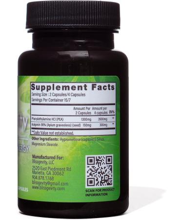 Blissgevity 150mg Apigenin - Phenylethylamine - Mood Support Supplement - Promotes Euphoria Focus and Mental Clarity - Natural Stress Relief - Calm Support - Intimacy Enhancer - 120 Capsules - Buy Online on GoSupps.com