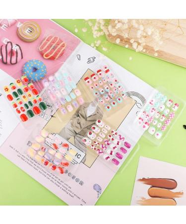 144 Pieces Kids Stick On Nails Full Cover Children False Nails Short Kids Press on Nails Sets Fake Cartoon Nails for Girls - Buy Online on GoSupps.com