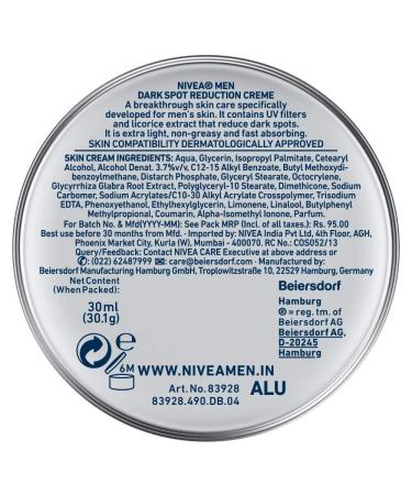 Nivea Men Dark Spot Reduction Cream 30ml - Fade Dark Spots & Even Skin Tone - Buy Online Worldwide - Buy Online on GoSupps.com