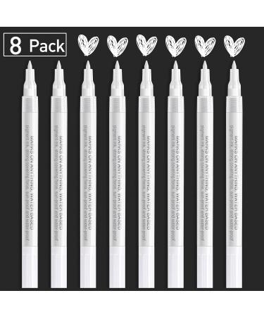 White Paint Pen Acrylic Marker: 8 Pack 0.7mm White Paint Marker for Metal  Art Wood Black Paper Plastic Ceramic Metallic Rock Painting Drawing Extra  Fine Point Ideal for Artist & Students