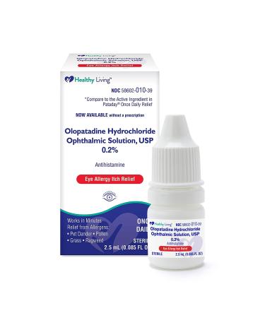 Healthy Living Antihistamine Once Daily Eye Drops for Allergy Itch & Redness Relief Olopatadine Hydrochloride 0.085 FL Ounce - Buy Online on GoSupps.com