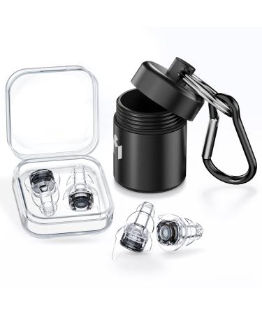 Concert Ear Plugs - High Fidelity Hearing Protection for Musicians DJs Concerts Nightclub Festivals and Sporting Events 26 dB Noise Reduction Music Earplugs Clear +Black