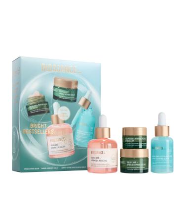 Biossance Bright Bestsellers Holiday Gift Set with Rose Oil Marine Algae Eye Cream Omega Repair Cream and Copper Peptide Plumping Serum ($136 Value) 1 Set