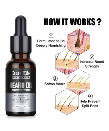 Isner Mile Beard Oil 4 Pack - Natural Unscented Beard Conditioner & Growth Oil for Men, Perfect Stocking Stuffer Gift - Buy Online on GoSupps.com