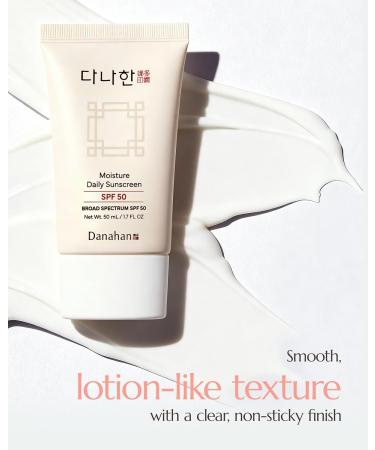 Danahan Moisture Daily Sunscreen SPF 50 Broad Spectrum No White Cast Lightweight Korean Face Sunscreen | Hybrid UV Protection with Ginseng & Niacinamide 1.7 oz - Buy Online on GoSupps.com