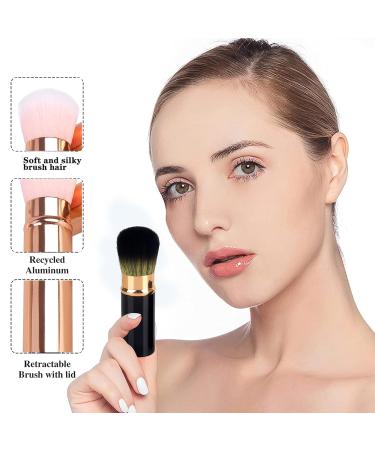 Xinsuo 2-Piece Travel Makeup Brush Set | Powder & Liquid Foundation Brushes for Loose Powder & Cream | Black & Pink - Buy Online on GoSupps.com