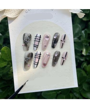 Handmade Millennium Spicy Girl Sweet Cool Explosive Flash White Nail Beauty Detachable Lazy Wearing Nail Reusable (Size : M)