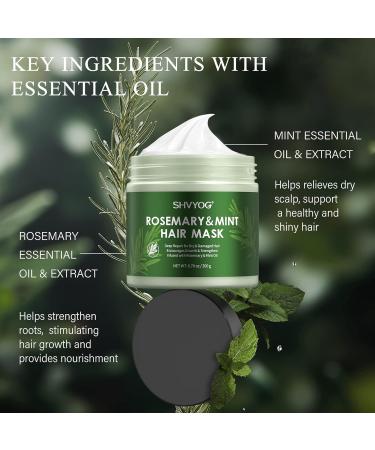 Organic Rosemary Hair Mask for Dry, Damaged Hair Growth | Mint & Rosemary Oil Moisturizer | Strengthening Formula for Repair & Health - Buy Online on GoSupps.com