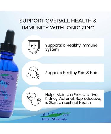 Eidon Ionic Minerals Liquid Silica & Zinc Drops, 2 Fl Oz, Immune Health, Skin Care, All-Natural Ingredients, No Artificial Colors or Preservatives - Buy Online on GoSupps.com