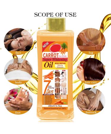 Brightening Oil Vitamin E Body Oil Body Whitening Oil Brightening Skin Papaya Super Whitening Oil Turmeric Oil Rose Oil For Lightening Dark Skin (Carrot 200 ml) - Buy Online on GoSupps.com