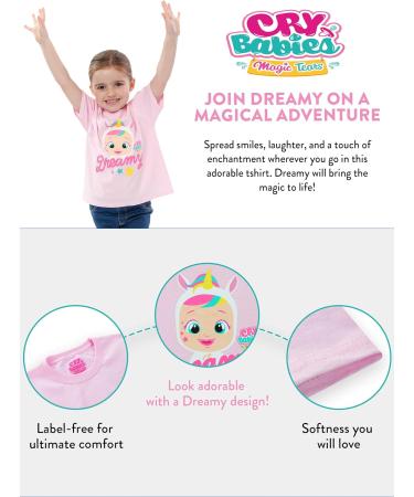 Cry Babies Magic Tears Dreamy Doll T-Shirt for Girls | Official Merchandise | Ages 2-8 Years | Comfy Cotton Kids Clothing | Pink 2-3 Years - Buy Online on GoSupps.com