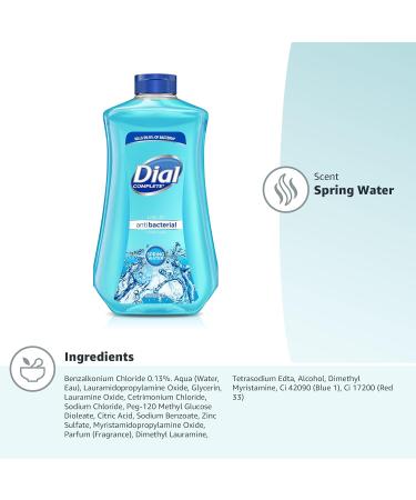 Dial Antibacterial Liquid Hand Soap Refill, Spring Water, 32 fl oz - Buy Online Now! - Buy Online on GoSupps.com